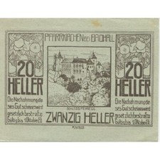 [#284422] Billet, Autriche, Pfarrkirchen, 20 Heller, château, 1920 SPL Mehl:FS 7