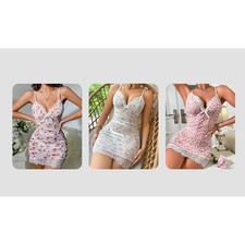 Élégante robe en dentelle sans manches à col en V pour femme voir à travers