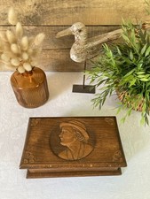 825⚜️ Décoration Ancienne Boite Bretonne en Bois Sculptés Vintage