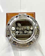 Miroir à hublot rond vintage en aluminium - style art déco industriel nautique