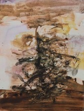 ZAO WOU-KI : L'arbre en cendre, GRAVURE Signée, 1966   #ART CHINOIS