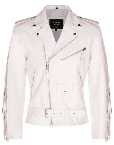 Veste motard cuir blanc - veste, de