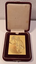 Ancienne Presse-papier Médaille Bronze Feuille d’Or Monnaie du Japon XXe Siècle