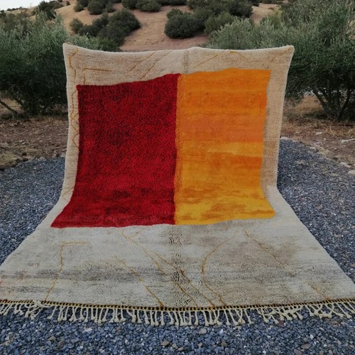 Tapis marocain rouge jaune - marocain,