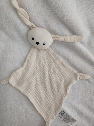 Doudou plat lapin lange crème - plat,