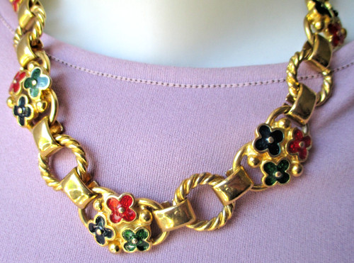 Collier couleur signé - collier, or