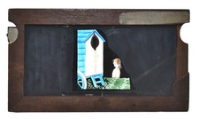 Plaque à système pour lanterne magique, Humoristique, Roulotte près de la mer