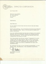 1972 Signed Letters – Cousteau Leaving Sea Corporation Sea Museum Project