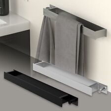 1/2 x Barre porte-serviettes support mural noir/acier autocollant salle de bain