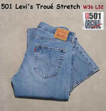 Levi's 501 Troué Coupe Droite Regular W36 L32 Coton Stretch Extensible Taille 46