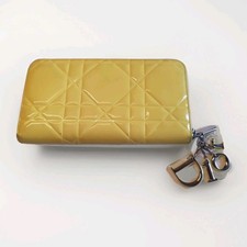 CHRISTIAN DIOR Lady Dior Porte Feuille Jaune 