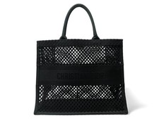 SAC A MAIN CHRISTIAN DIOR BOOK TOTE LARGE GM EN MAILLE NOIRE TROUS HAND BAG TOTE