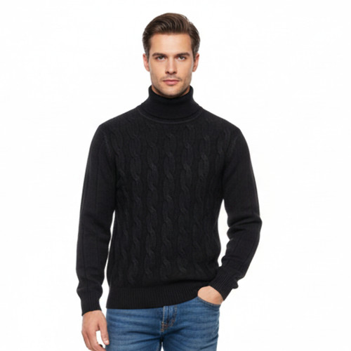 Pull homme torsade col roulé