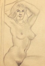 Tableau ancien crayon portrait