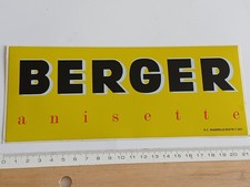 grand autocollant sticker années 70 : BERGER ANISETTE (fond jaune : 22 x 9 cm)