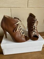 Superbe Boots Bottines Talons Open Toe Lacets Cuir Cosmoparis Marron 38 Minelli