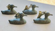 LOT DE 4 PETITS CANARDS EN BRONZE VINTAGE POIDS DE NAPPE