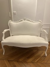 Banquette 2 Places Style Louis XV – Artisanat d’Exception en Blanc