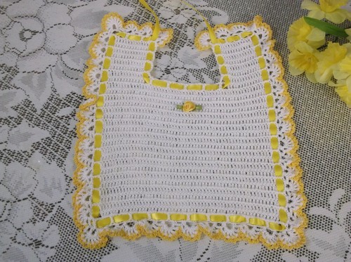 Hand crocheted baby - crocheted, bib