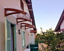 auvent de bois DIY d'entrée porte de fenêtre banne entrée Mod.LOWCOST LEGNO ONDA