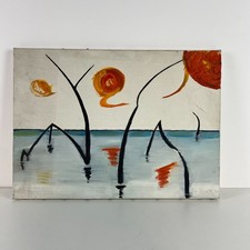 Peinture tableau huile sur toile – Composition contemporaine signée