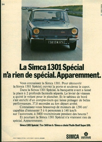 Publicité ancienne voiture