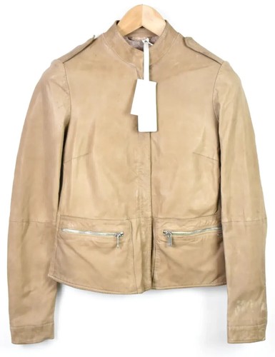 Veste cuir beige - cuir, motif