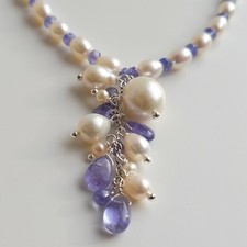 collier argent pierre