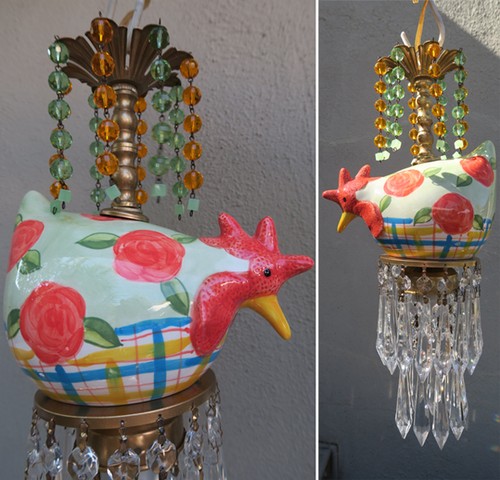 Porcelain chicken rose swag - rose,