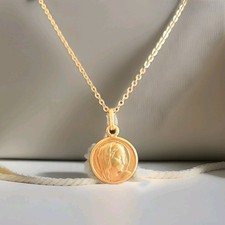 Ancien pendentif -  Médaille plaqué or - Vierge Marie - N°3