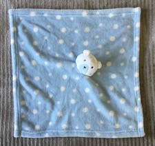 Doudou Ours blanc bleu pois