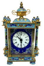 Superbe PENDULE pendulette mécanique émaux cloisonnés Chine milieu XXème