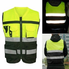 Gilet de sécurité haute visibilité veste réfléchissante gilet de sécurité avec poche zippée neuf