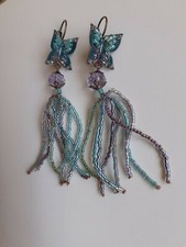 Belles boucles d'oreilles dormeuses pendantes "Papillons" de marque SATELLITE 