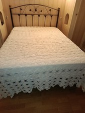 Couvre-lit vintage crochet blanc fait main 200x250cm"