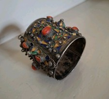 Bracelet Berbere Kabyle argent émaillé corail silver silber Ethnique