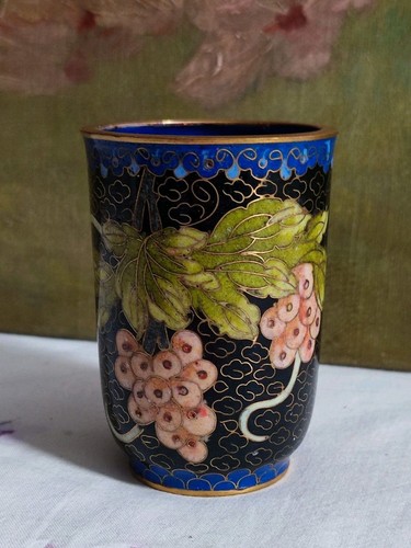 Ancien pot pinceaux émaux - pot,