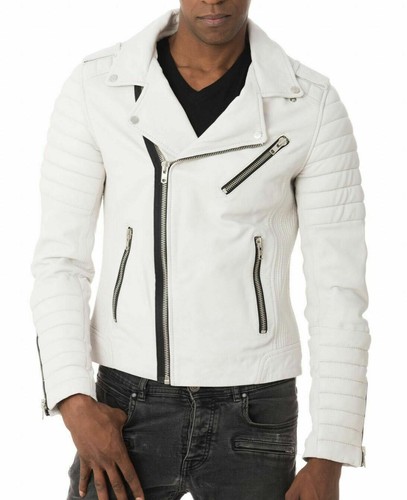 Blouson cuir blanc pour - en,