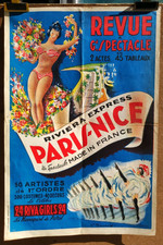 Affiche originale 1954 Revue Spectacle Riviera Express PARIS-NICE /RS22