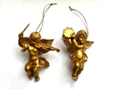Lot de 2 décoration de Noël Ange Musicien signé ITALY com Neuf très beau 7-8cm