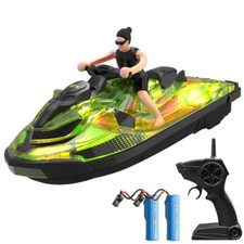 Bateau télécommandé 24 GHz pour enfants avec lumières LED et imitation poupée...