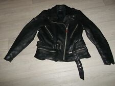 Blouson moto HEIN GERICKE femme perfecto cuir noir multipoches 38 TBE