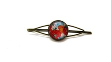 Barrette Pince à cheveux cabochon fleur bronze