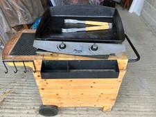 plancha gaz ENO 2 feux avec 2bouteilles gaz et chariot bois et bache de protecti