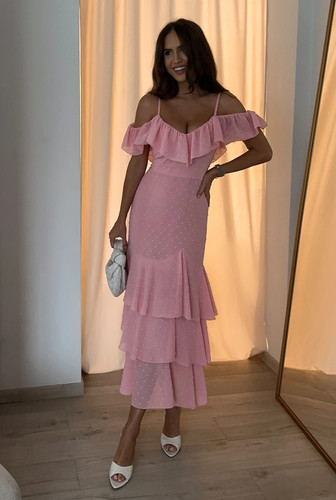 Lucette robe longue rose à - rose,
