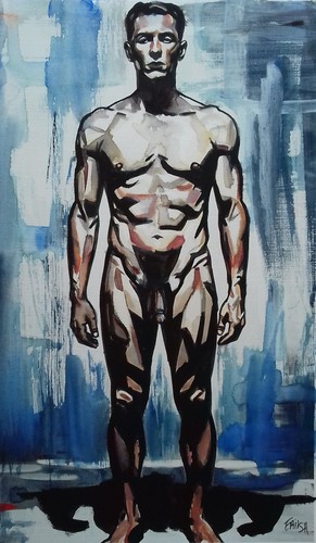 Homme peinture nude - peinture,,