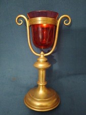 A POSER/LAMPE SANCTUAIRE/VEILLEUSE D'EGLISE D'AUTEL D'ICONE/H.18cm/VERRE ROUGE