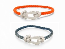 BRACELET FRED FORCE 10 GM 0B0005 MANILLE EN OR BLANC 18K 2 CORDONS BANGLE 4070€