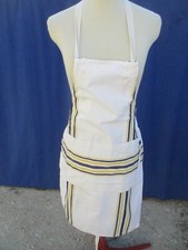 Tablier N°26 en coton blanc rayures bleu jaune Jean Vier basque