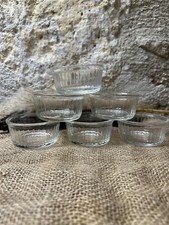 6 RAMEQUIN à DESSERT verre trempé DURALEX Glass ramekin Vintage France c1970